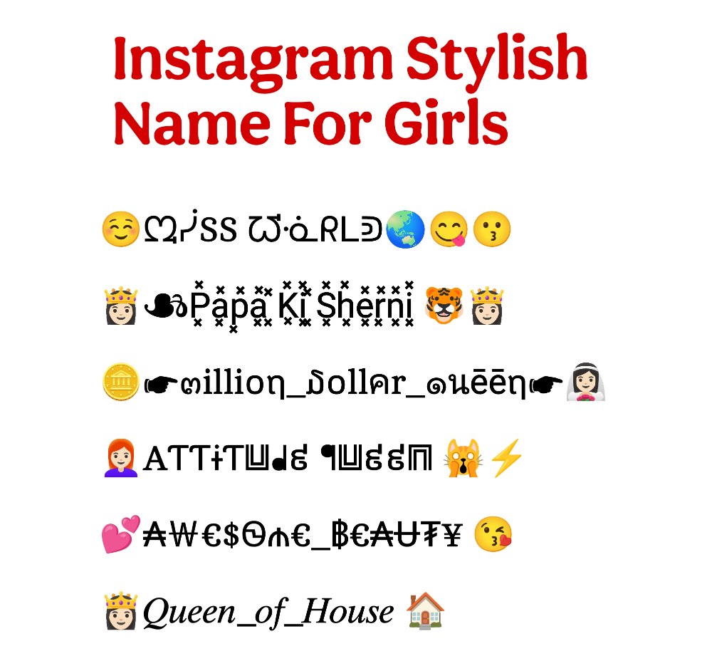 Instagram Stylish Name For Girls